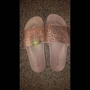 Pink rhinestone slides size 9